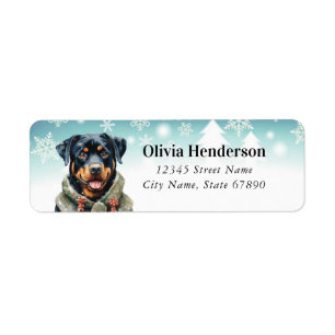 Christmas Rottweiler Return Address Labels