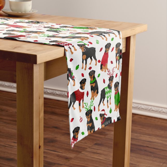 Christmas Rottweiler Short Table Runner (In Situ)