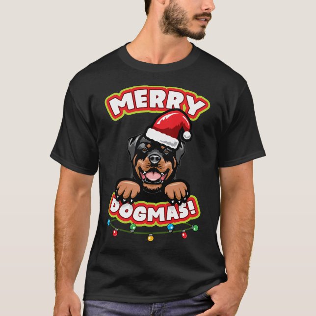 Christmas Rottweiler T-Shirt (Front)