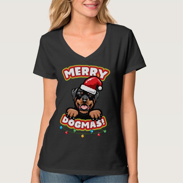 Christmas Rottweiler T-Shirt (Front)
