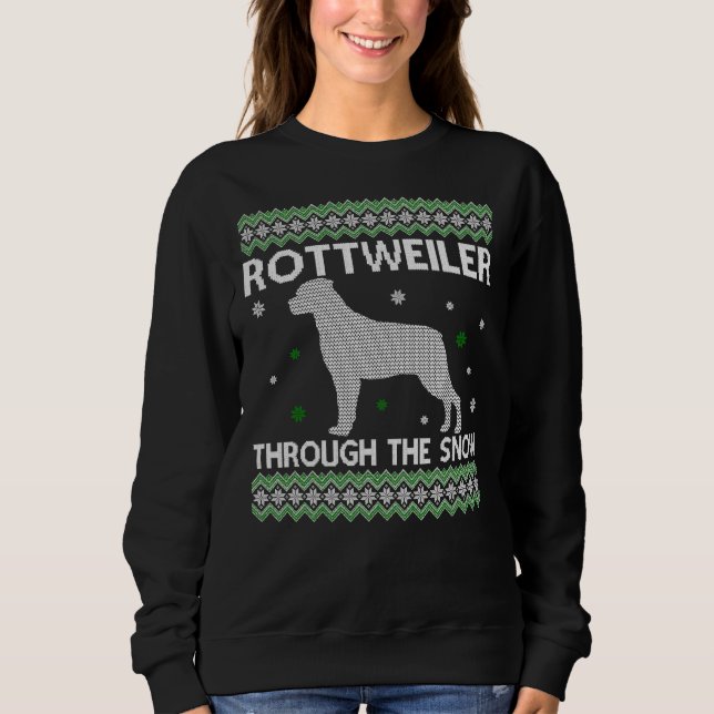 Christmas Rottweiler Through The Snow Sweatshirt (Front)