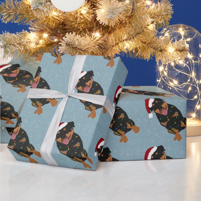 Christmas Rottweiler  Wrapping Paper (Holidays)