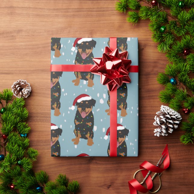 Christmas Rottweiler  Wrapping Paper (Holiday Gift)