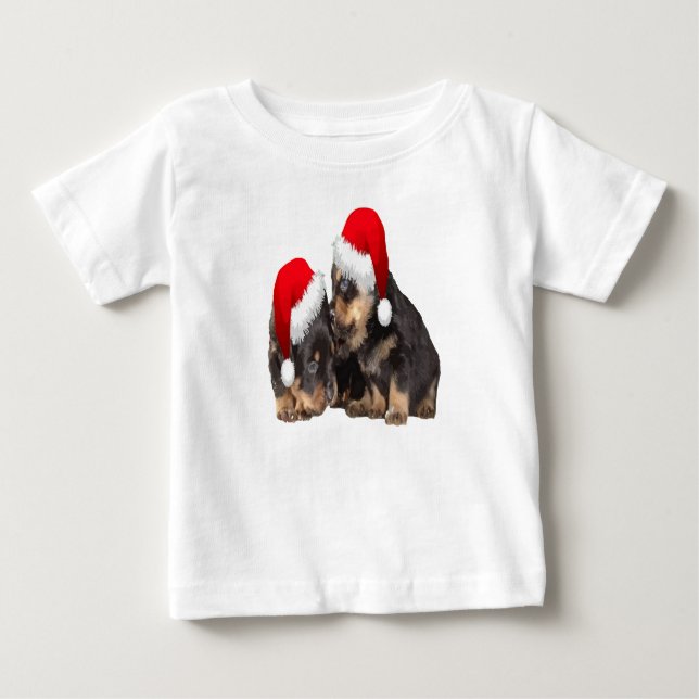 Christmas Rottweilers Wearing Festive Holiday Hats Baby T-Shirt (Front)