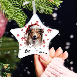 Christmas Rough Collie Dog Personalised Ceramic Or Tree Decoration
