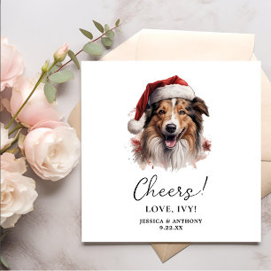 Christmas Rough Collie Dog Personalised Cheers Napkin