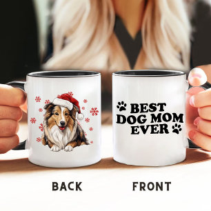 Christmas Rough Collie Dog Personalised Mug