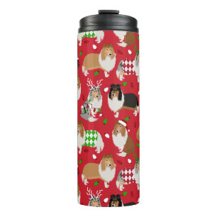 Christmas Rough Collie Thermal Tumbler