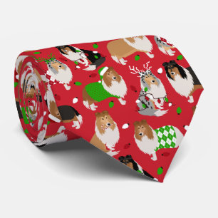 Christmas Rough Collie Tie