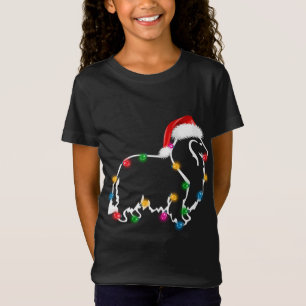 Christmas Rough Collie XMAS Lights Santa Hat Funny T-Shirt