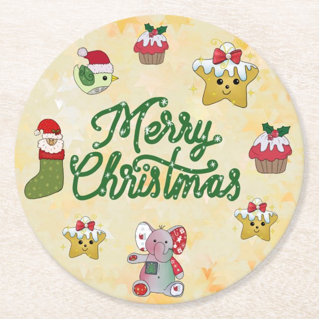 Christmas  round paper coaster (Front)