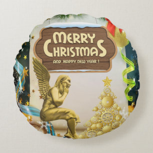 Christmas Round Pillow, Christmas Angel Cushion