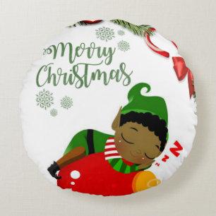 Christmas Round Pillow, Elf Cushion