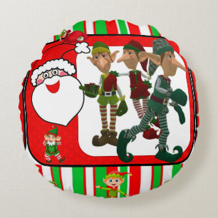 Christmas Round Pillow, Elf Round Cushion