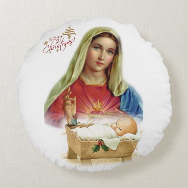 Christmas Round Pillow, Jesus Christ Cushion (Back)
