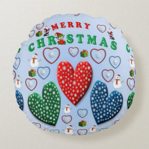Christmas Round Pillow, Merry Christmas Round Cushion