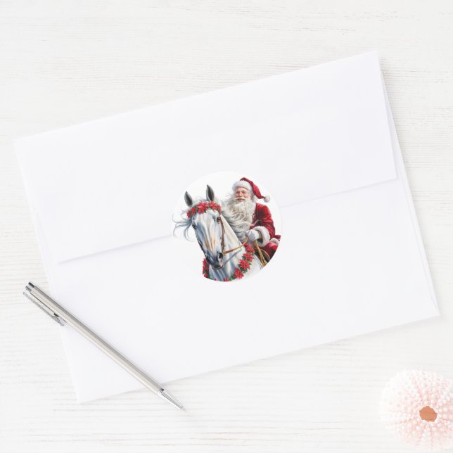  Christmas round sticker for Horse Lovers (Envelope)