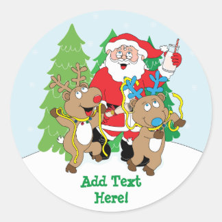Christmas Round Stickers Santa Claus Personalise