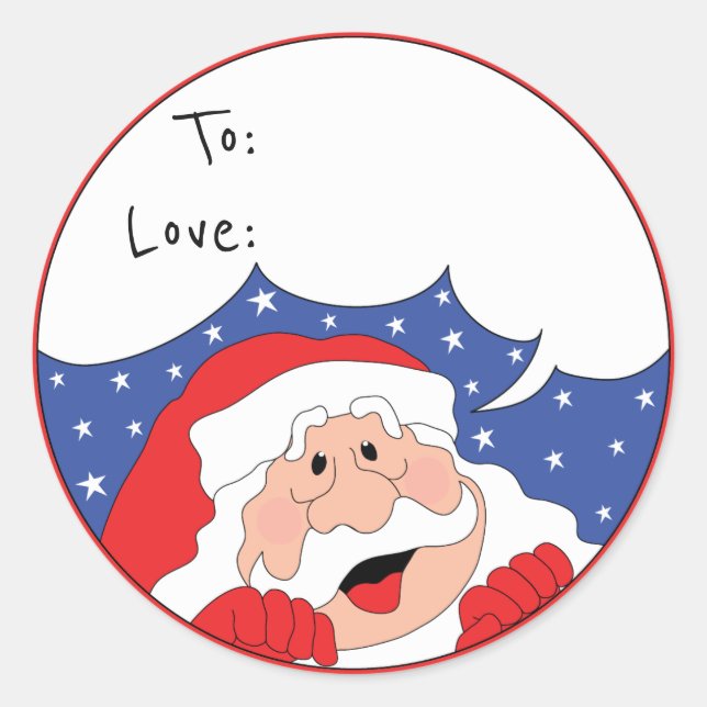 Christmas Round Stickers Santa Says Personalise (Front)