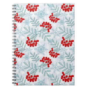 Christmas, Rowan, red, white, snowflakes Notebook
