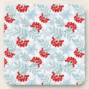 Christmas, Rowan, red, white, snowflakes, Rowan Coaster