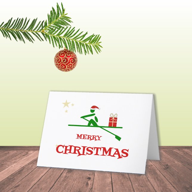 Christmas rower bringing gift holiday card (Creator Uploaded)