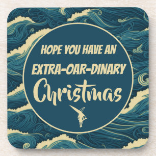 Christmas rowing funny coaster
