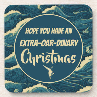 Christmas rowing funny coaster