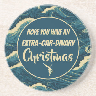 Christmas rowing funny coaster
