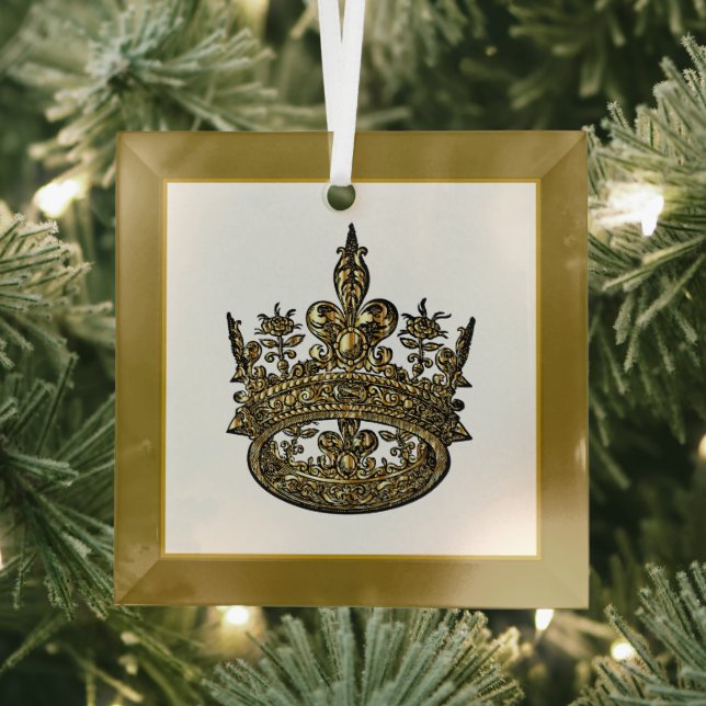 Christmas Royal King's Crown  Glass Ornament (Insitu)