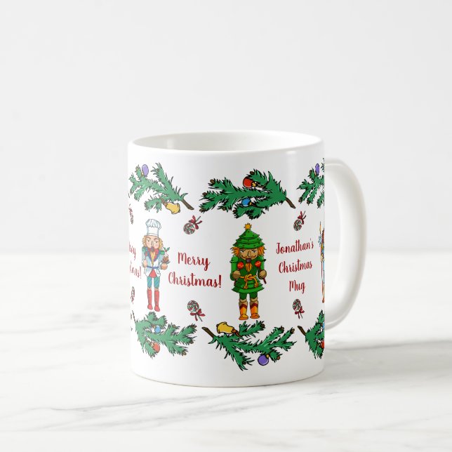 Christmas Royal Nutcrackers Personalised Coffee Mug (Front Right)