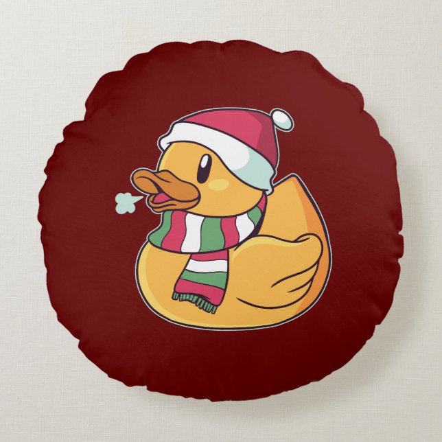 Christmas Rubber Duck  Round Cushion (Front)