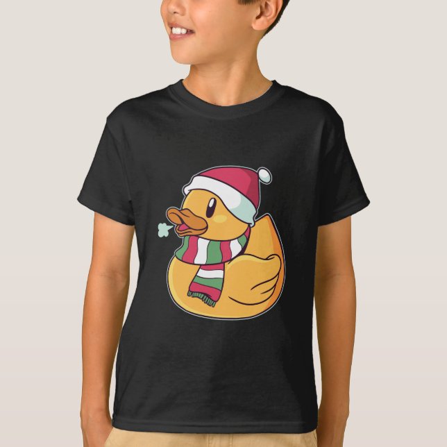 Christmas Rubber Duck Santa Hat Gift For Duck Fans T-Shirt (Front)