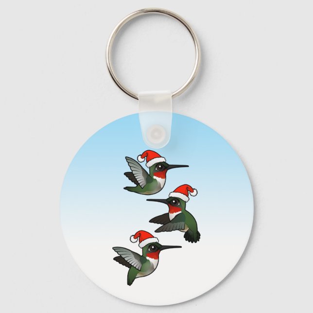 Christmas Ruby-throated Hummingbird Key Ring (Front)