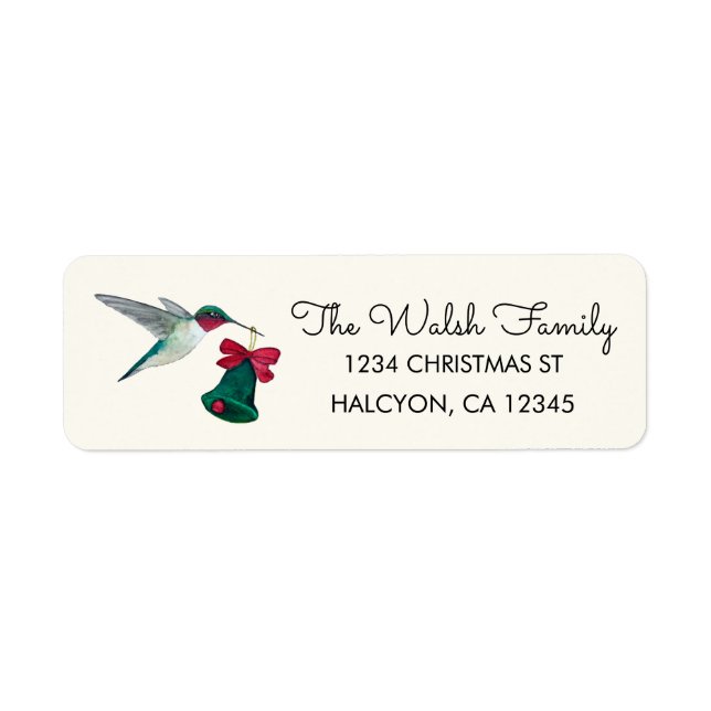 Christmas Ruby-throated Hummingbird Return Address (Front)