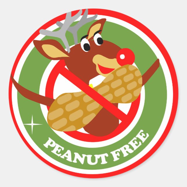 Christmas Rudolf Peanut-Free Stickers (Front)