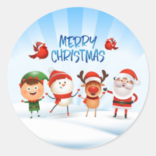 Christmas Rudolf The Reindeer and Friends Classic Round Sticker