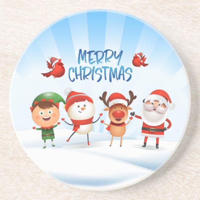 Christmas Rudolf The Reindeer and Friends  Coaster (Front)