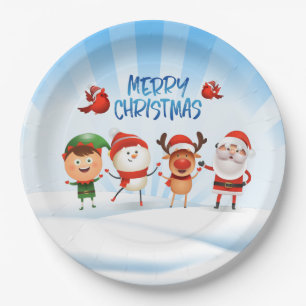 Christmas Rudolf The Reindeer and Friends Paper Plate
