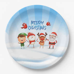 Christmas Rudolf The Reindeer and Friends Paper Plate