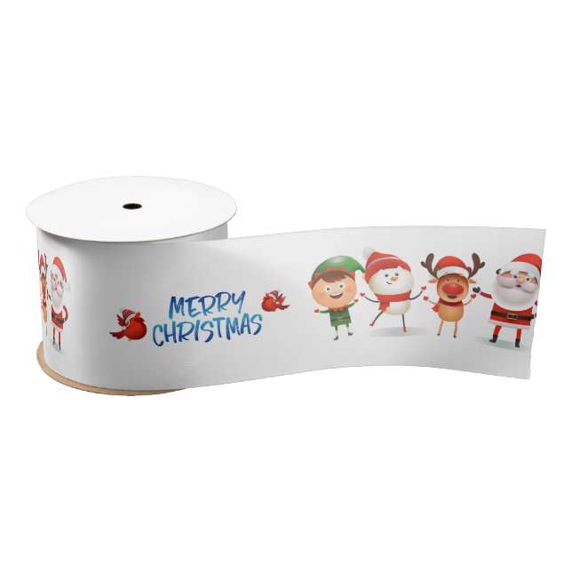 Christmas Rudolf The Reindeer and Friends      Satin Ribbon (Spool)