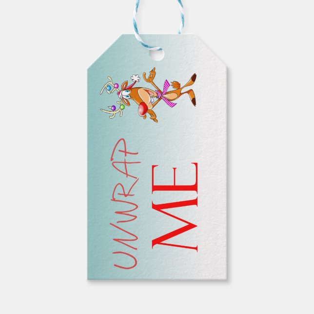 Christmas Rudolf Unwrap Me Gift Tag (Front)