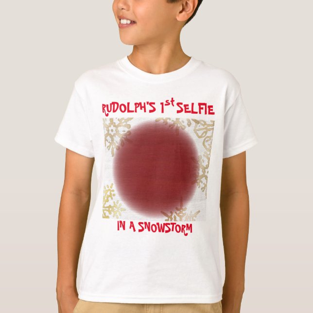 Christmas Rudolf's 1st Selfie In A Snowstorm T-Shirt (Front)