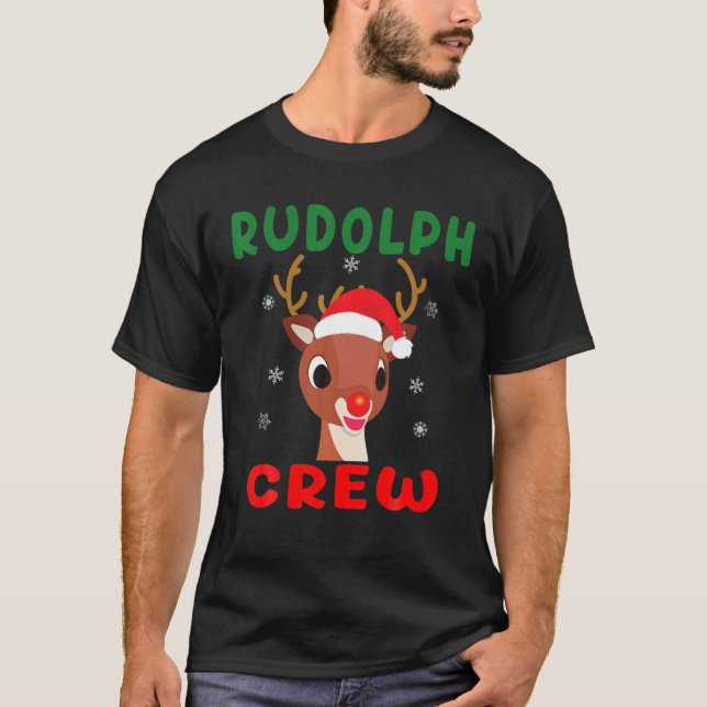 Christmas Rudolph Crew Family Matching Pajamas Xma T-Shirt (Front)