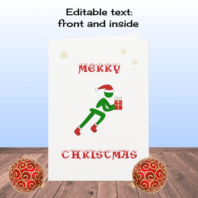 Christmas runner carrying gift holiday card (Creator Uploaded)