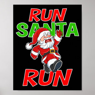 Christmas Running Gift Shirt Santa Run 5k Race Poster
