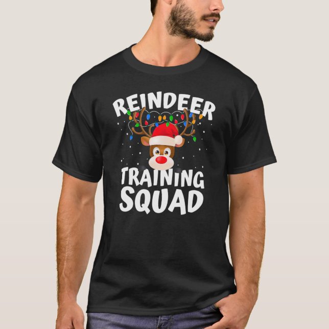 Christmas Running  Reindeer Training Squad Team Fa T-Shirt (Front)