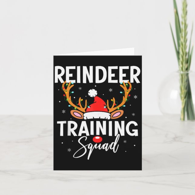 Christmas Running Team Funny Reindeer Training Squ Card (Front)