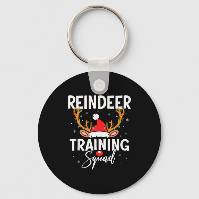 Christmas Running Team Funny Reindeer Training Squ Key Ring (Front)