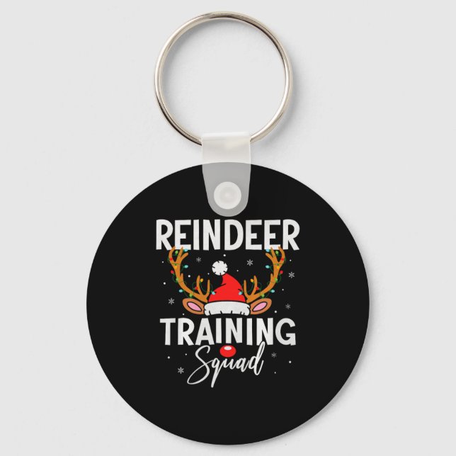 Christmas Running Team Funny Reindeer Training Squ Key Ring (Front)